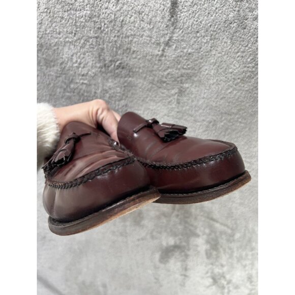 Vtg 60s 70s GH Bass Weejuns Men’s 12 C Oxblood Leather Tassel loafers Made USA - Picture 5 of 13